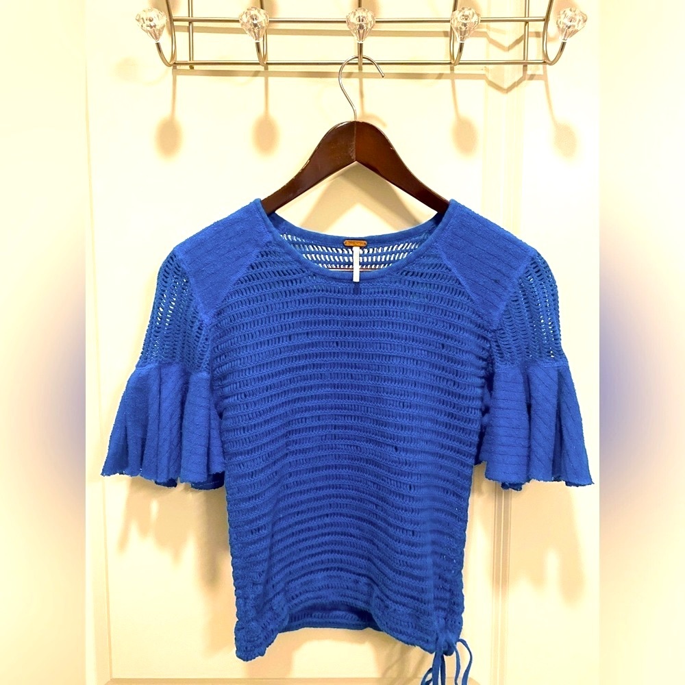 Free People Blue Knit Shirt X-Small